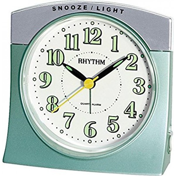 Rhythm(Japan) Metallic Green Snooze Beep Alarm Value Added Alarm Clock 10.0x10.0x5.5cm